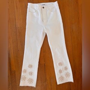 Desigual White Floral crop Jeans